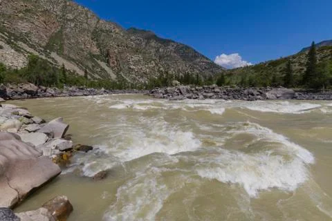 Rapid current of the Chuya River Stock Photos