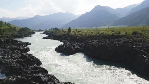 Rapid current of Katun River in Mountains Altai. Stock Footage 106106824