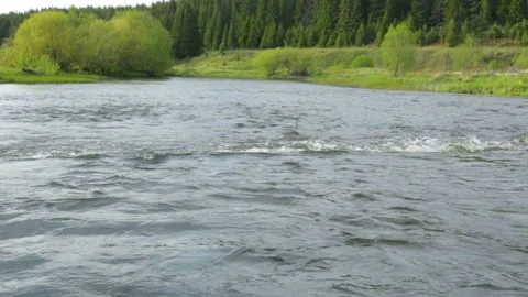 Rapid current of river in summer day Video stock 95940557