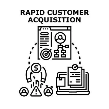 Rapid customer acquisition strategy attracting new clients Stock Illustration