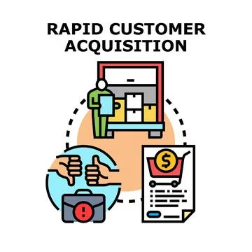Rapid customer acquisition strategy process illustration Stock Illustration