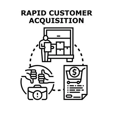 Rapid customer acquisition strategy process illustration Stock Illustration