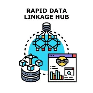 Rapid data linkage hub concept for information exchange Stock Illustration