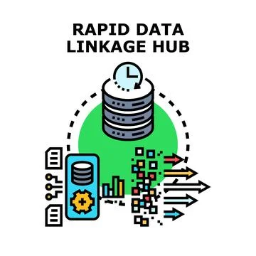 Rapid data linkage hub concept illustration Stock Illustration