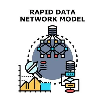 Rapid data network model strategy development Stock Illustration