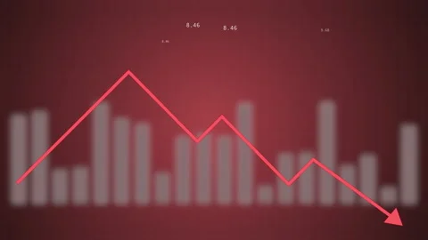 Rapid decline red chart as a symbol of the fall of quotations of the stock Stock Footage 130855230