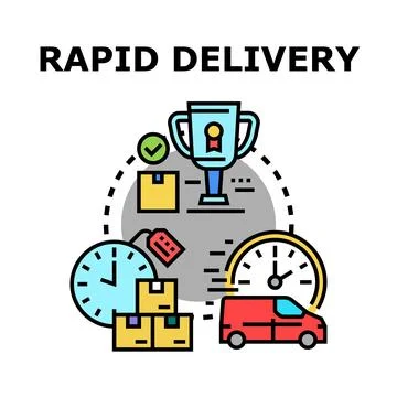 Rapid delivery concept with van and packages イラスト素材