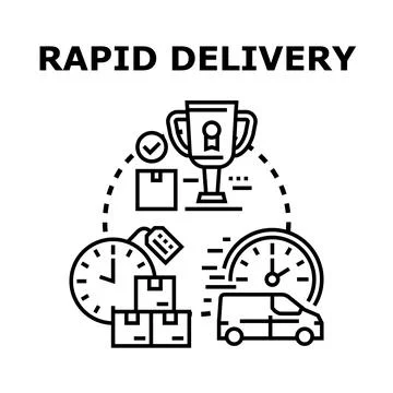 Rapid delivery concept with van and packages Stock Illustration