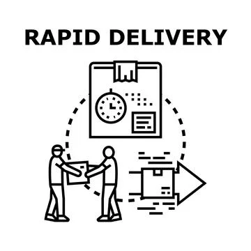 Rapid delivery service sending parcel quickly to customer Stock Illustration
