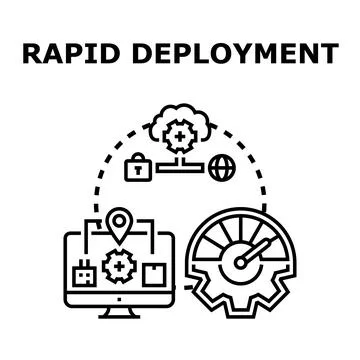 Rapid deployment of cloud internet network applications Stockillustratie
