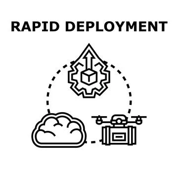 Rapid deployment concept moving data with drone 스톡 일러스트
