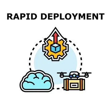 Rapid deployment concept moving data with drone Illustrazione stock