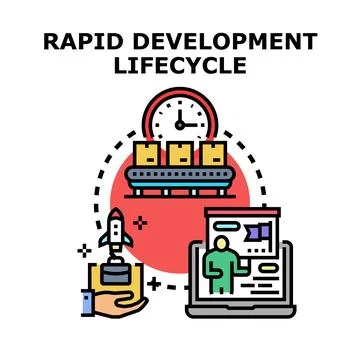 Rapid development lifecycle process launching new business product Stock Illustration