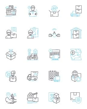 Rapid dispatch linear icons set. Swift, Expedient, Prompt, Agile, Efficient Ilustración de archivo