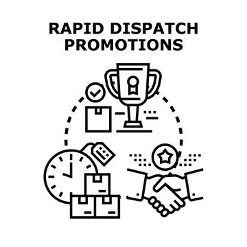 Rapid dispatch promotions ensuring fast delivery success Illustrazione stock
