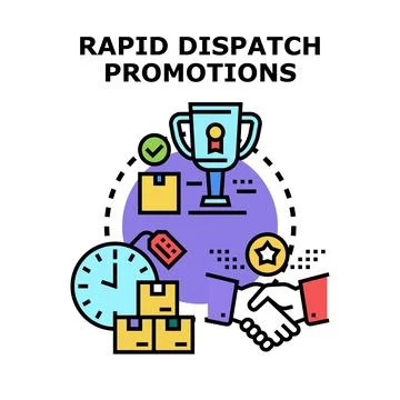 Rapid dispatch promotions ensuring fast delivery success Stock Illustration