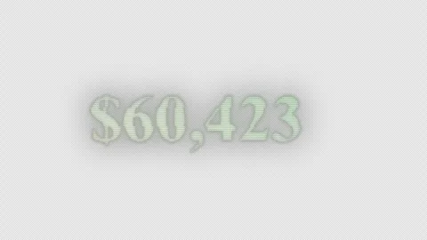 Rapid dollar number counting with glitch style white glow effect on transpar Video stock 347223795