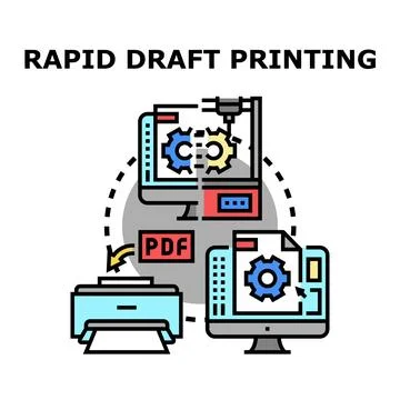 Rapid draft printing process workflow development イラスト素材