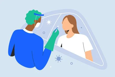 Rapid drive-through PCR test for covid, patient tested for coronavirus in her Stock Illustration