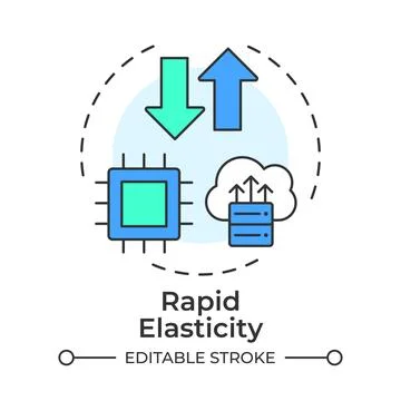 Rapid elasticity flat linear concept icon Stock Illustration