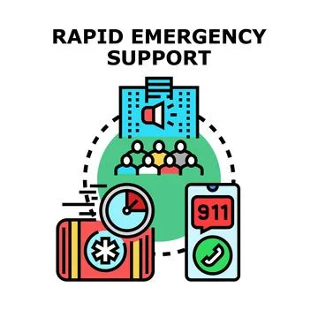 Rapid emergency support services providing crucial urgent assistance Stock Illustration