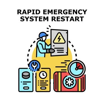 Rapid emergency system restart process and technical support Stock Illustration
