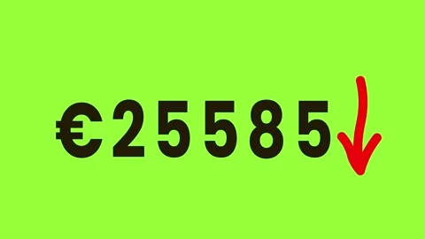 Rapid euro currency value decrease financial counter animation on green scr.. Stock Footage 325763301