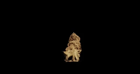 Rapid Fire Burst and Lingering Black Smoke Compositing Element Against Black Vídeo Stock 333192181