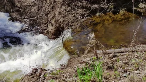 Rapid flood water flow outside Stock Footage 161483031