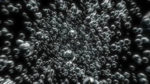 The rapid flow of air bubbles flies to the camera.Footage of mineral water with Vídeo Stock 108617230