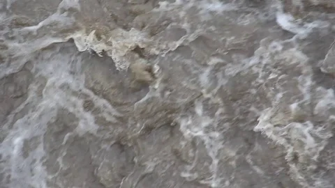 Rapid flow and bubbling of water in the river. Stock Footage 74946541