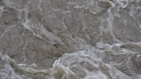 Rapid flow and bubbling of water in the river. Stock Footage 74946629