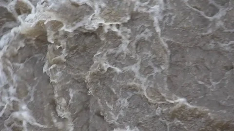 Rapid flow and bubbling of water in the river. Stock Footage 74946687