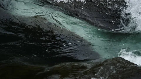 Rapid flow of crystal clear water in a mountain river 7 Stock Footage 137874470