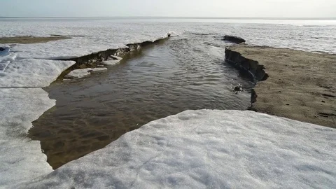 Rapid flow of melt water Stock Footage 75193001