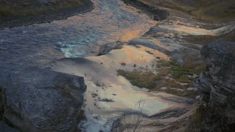 Rapid flow of a mountain river in a rocky gorge in the mountains Video stock 190774971