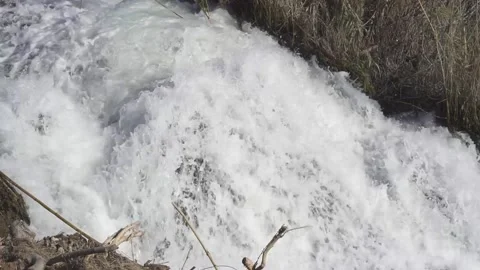 The rapid flow of the river near the waterfall. Video stock 169162036