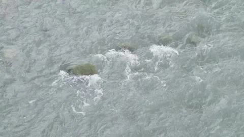 Rapid flow in the river with stones close-up Stock Footage 304741432