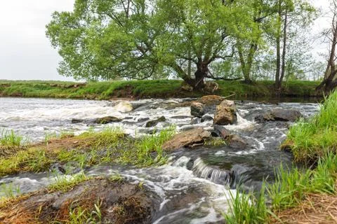 Rapid flow of small river Stock Photos