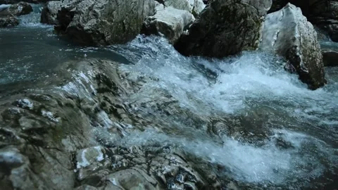 Rapid flow water. mountain river Stockbeeldmateriaal 151685149