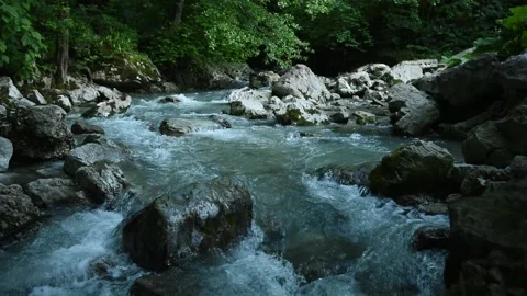 Rapid flow water. mountain river Stockbeeldmateriaal 151685211