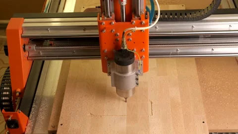 Rapid frame. The wood cnc machine grinds the decorative plate automatically Stock Footage 145546297