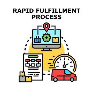 Rapid fulfillment process optimizing logistics and delivery efficiency Stock Illustration