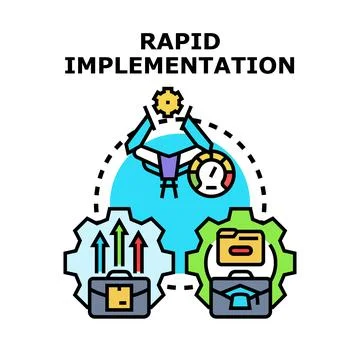 Rapid implementation process transforming business operations Stock Illustration