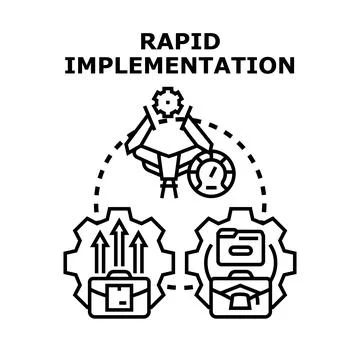 Rapid implementation process transforming business operations Stock Illustration