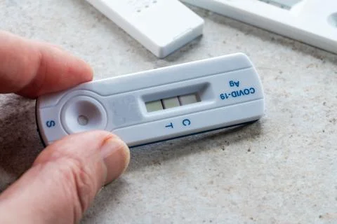Rapid lateral flow test result Stock Photos