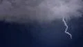 Rapid lightning forks strike in clear night sky, the destructive power of nature 4k or 4k+ Resolution