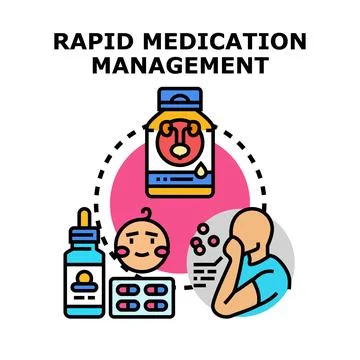 Rapid medication management process for different patient ages Stock Illustration