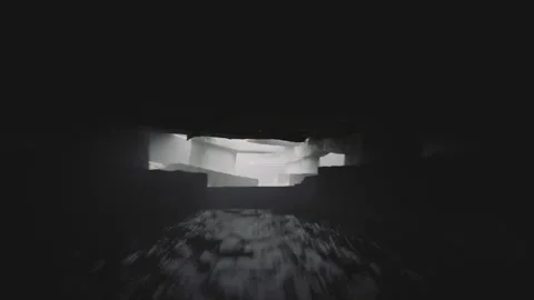 Rapid motion drone flight. Desolated, damaged flooded tunnel. Science-fiction Stock Footage 246193105