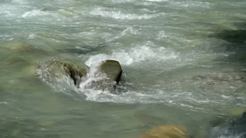 Rapid mountain stream close-up Stock Footage 166959601